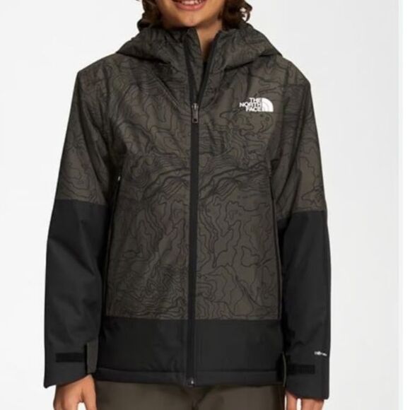 THE NORTH FACE Boys FREEDOM Insulated JACKET Warm Size LARGE 12 Gray BLACK Camo - Picture 1 of 13
